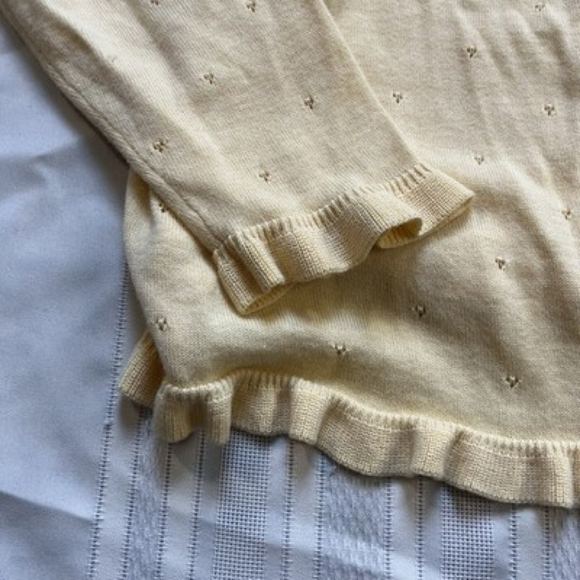 Croft & Barrow Cottagecore Ruffle Cardigan Large Soft Yellow Boho Cozy Knit - Picture 9 of 11